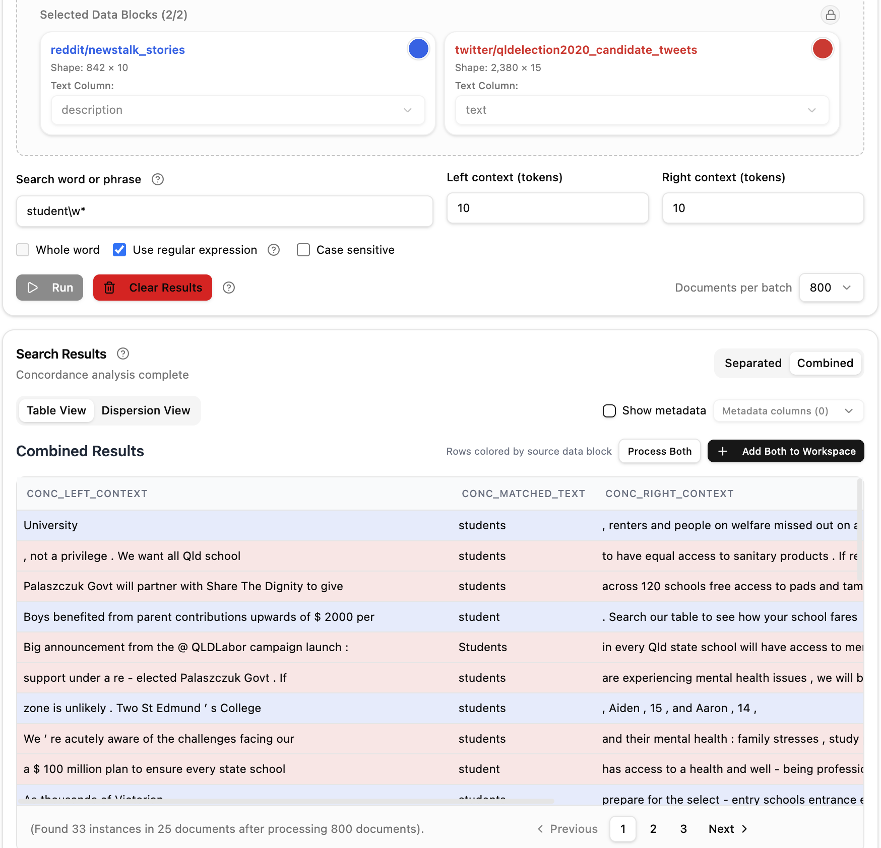 Concordance tool